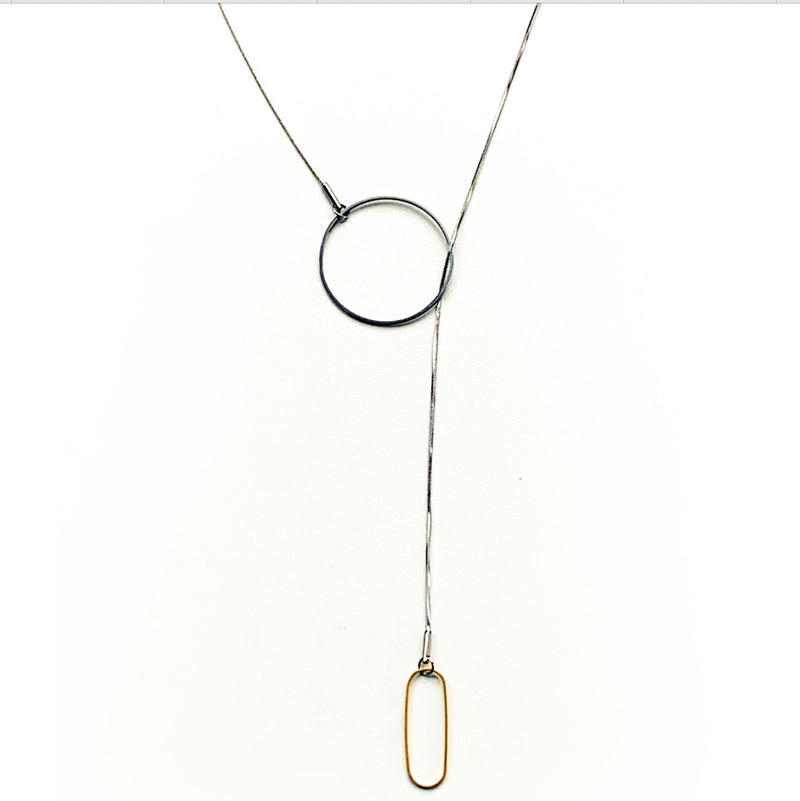 Steel and Brass Lozenge Lariat