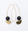 Long Brass Onyx Earrings