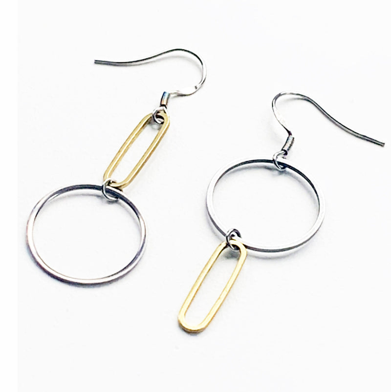 Steel Circles Mismatched Earrings