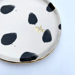 Side Plate With Black Spots And Gold Flower Motif Stamp