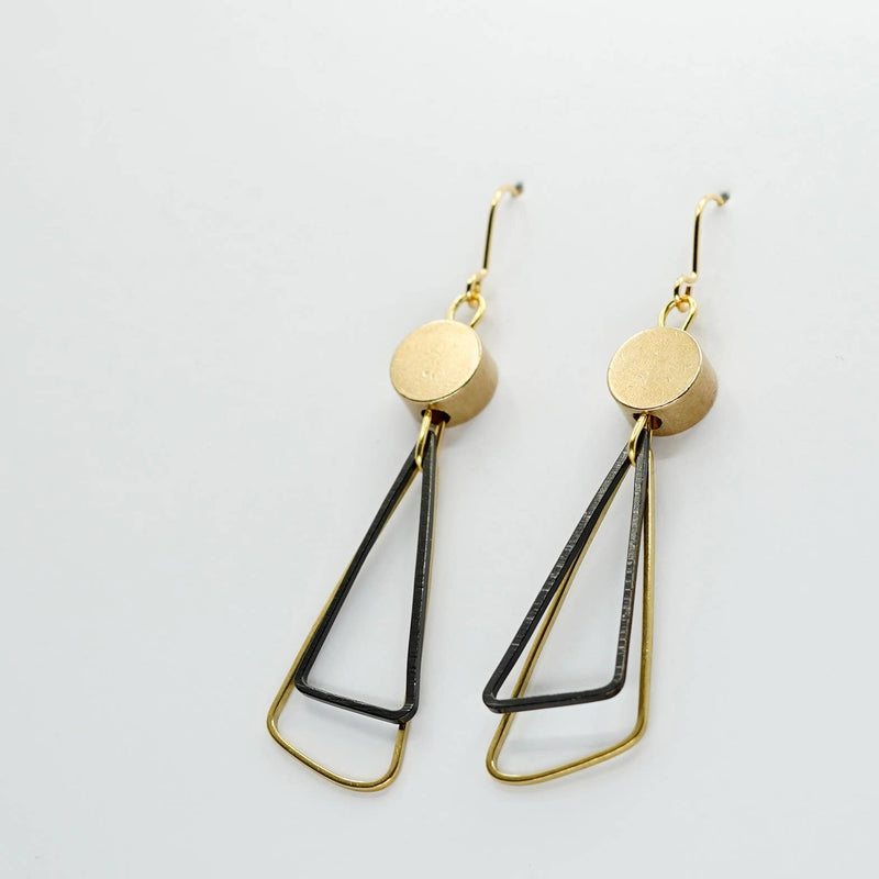 Black + Brass | Triangles Drop Earrings