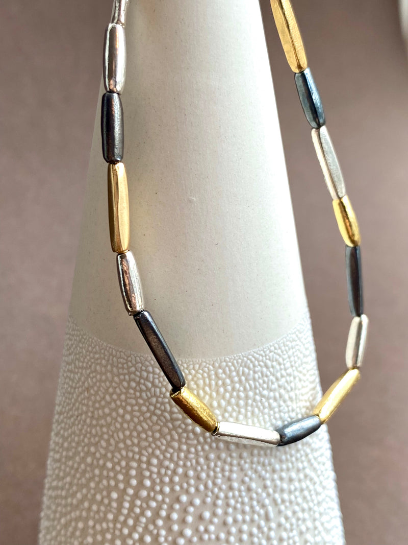 Three colour sleek tube bracelet