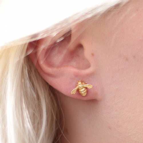 Bumble Bee Stud Earring - Mini - 925 Silver, Gold