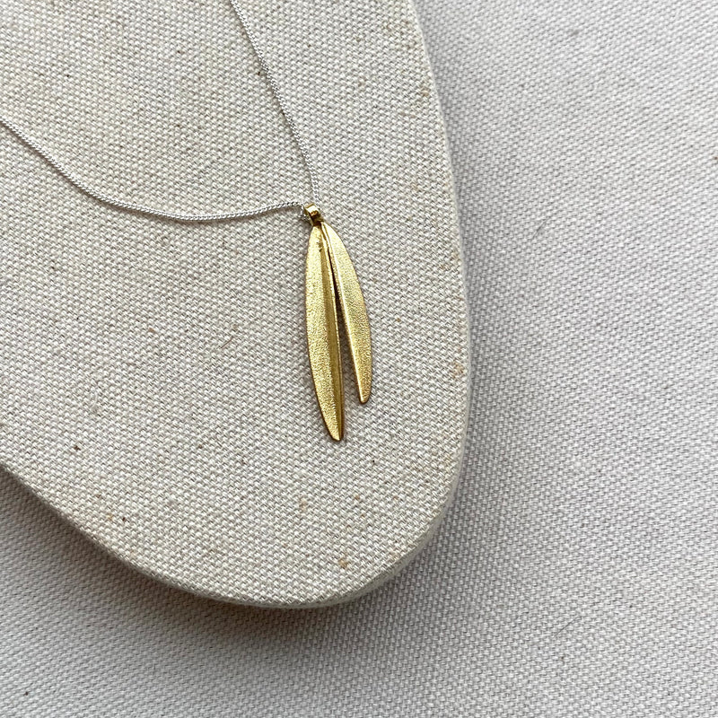 Fixed Double Gold Leaf Pendant