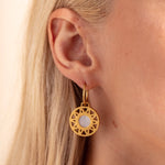 Geometric Mother of Pearl and Gold Statement Hoop Earrings