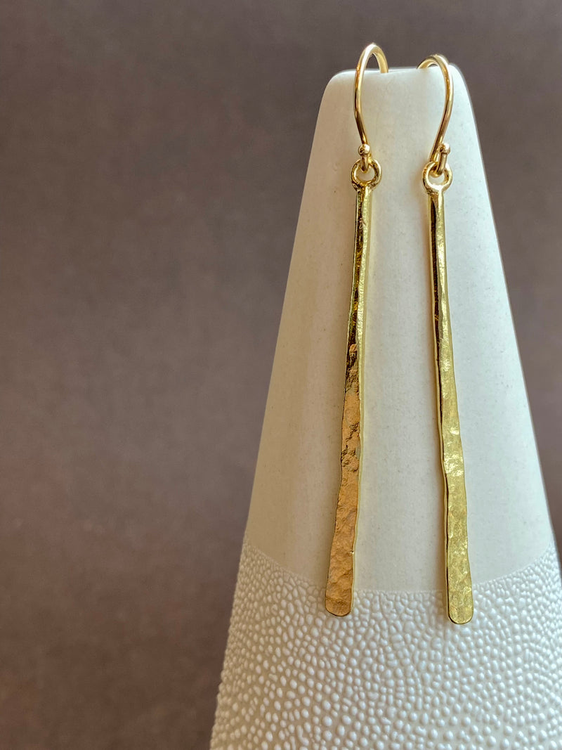 Gold Plated Stick Drop Earrings