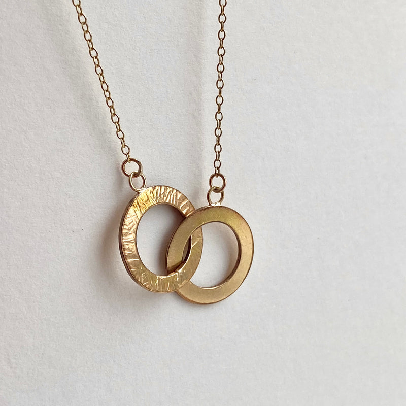 Double Circle Gold Necklace 16”