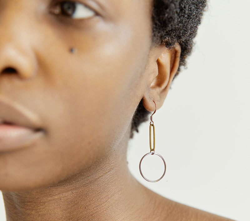 Steel Circles Mismatched Earrings