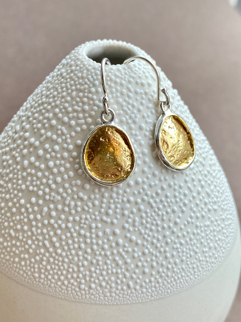 Gold Plated Pebble Drop Earrings