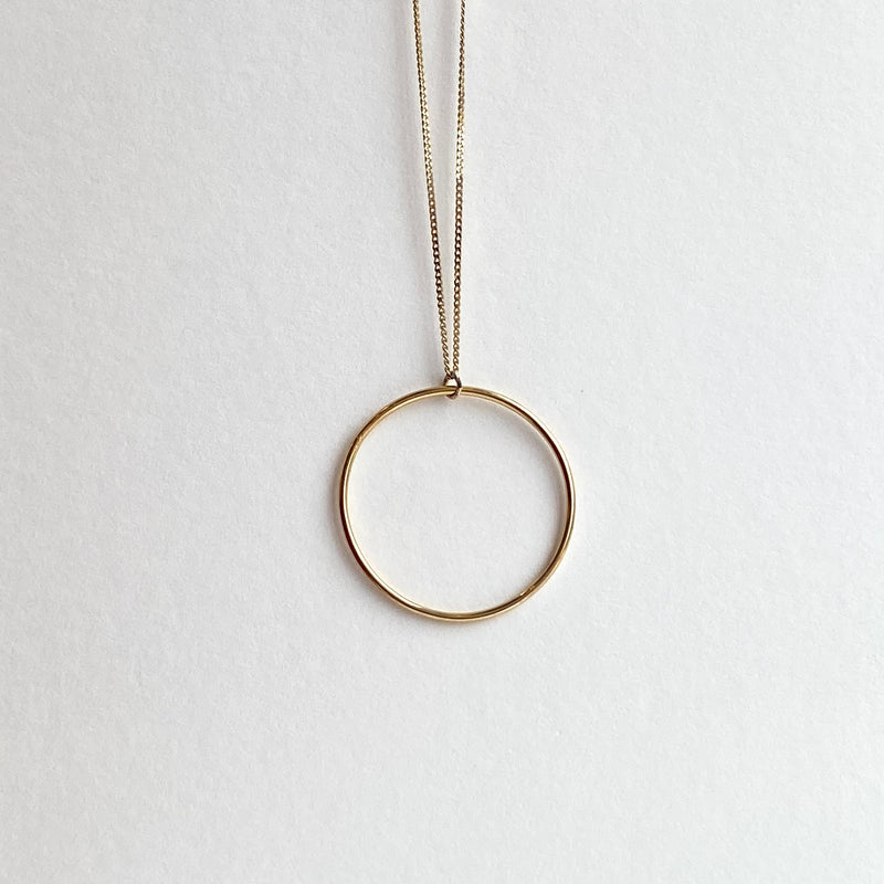 Large Gold Circle Necklace 16”