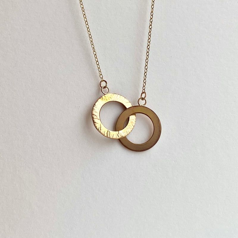 Double Circle Gold Necklace 16”