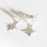 BRUSHED SILVER DOUBLE NORTH STAR EARRINGS