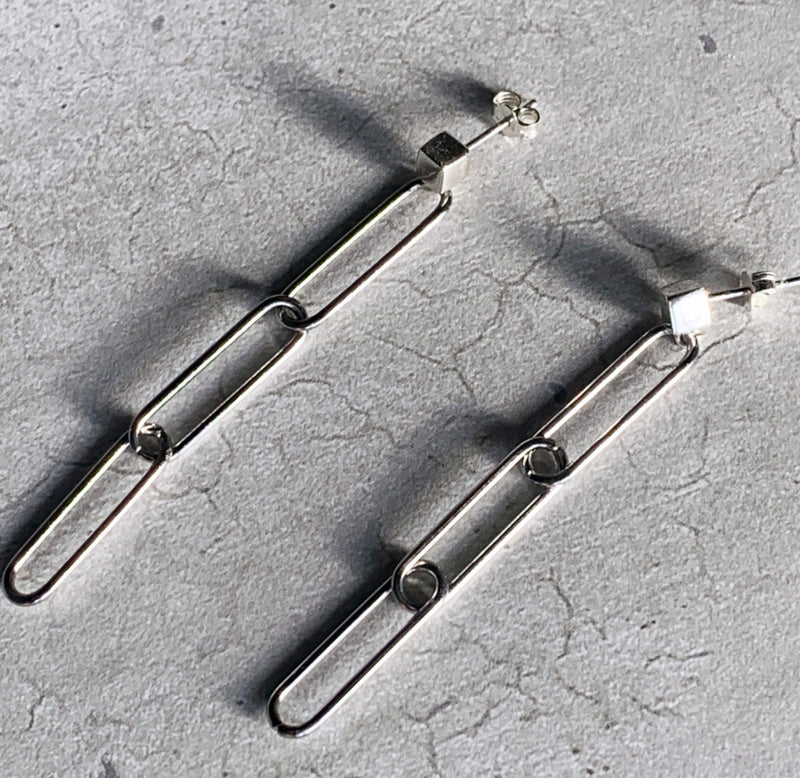 Steel Paperclips Earrings 3 Links