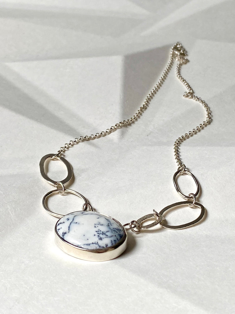 White Gemstone Circles Necklace