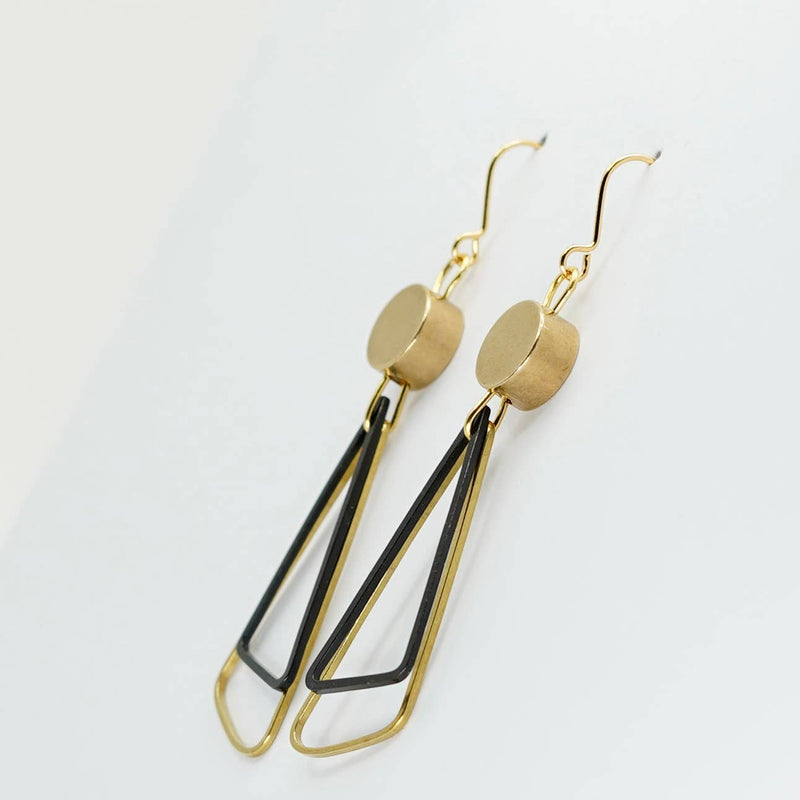 Black + Brass | Triangles Drop Earrings