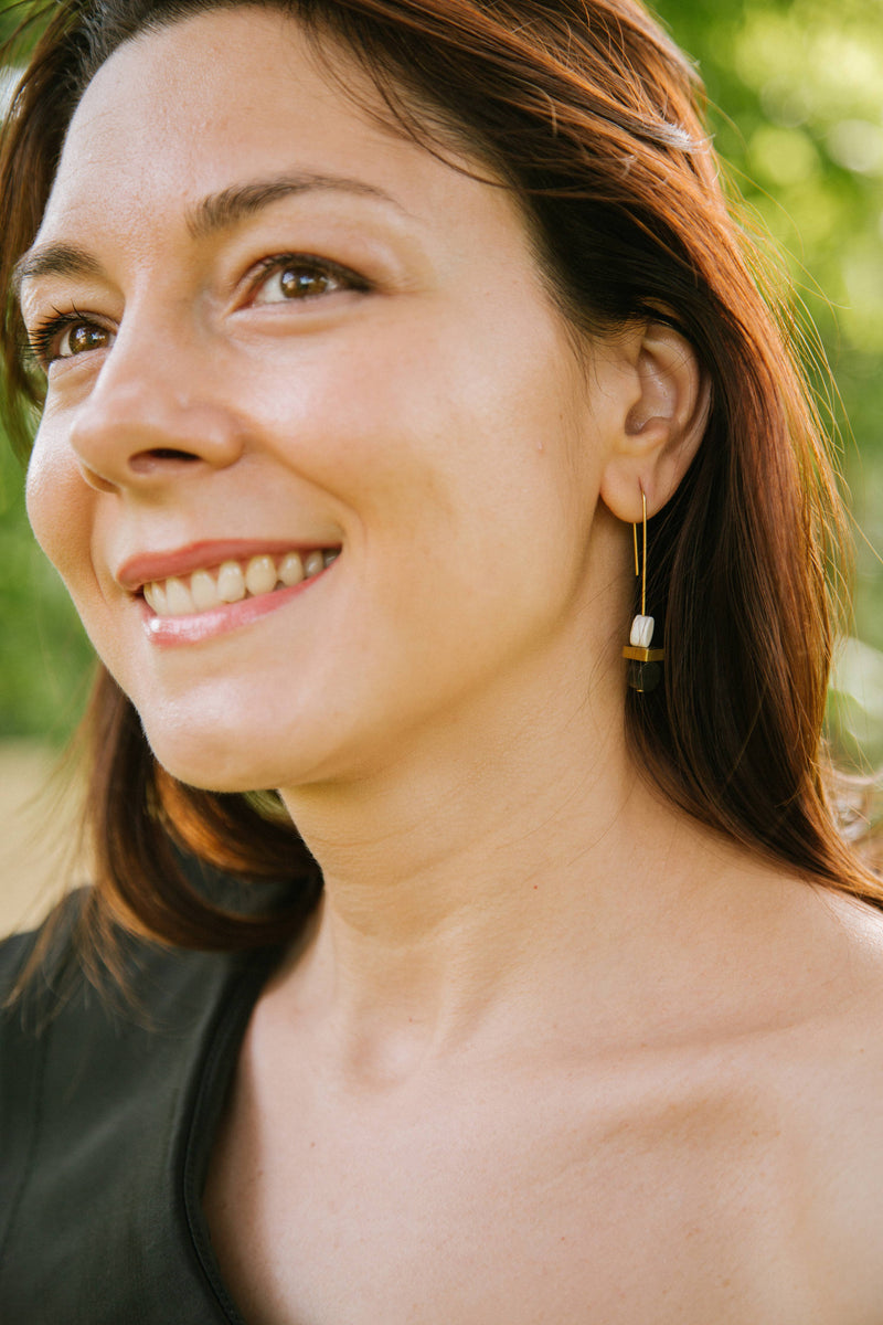 Monochrome Collection | Double Bead Earrings