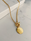 18k Gold Plated T Bar & Disc Necklace