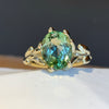 Coral oval Tourmaline solid gold ring