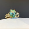 Coral oval Tourmaline solid gold ring